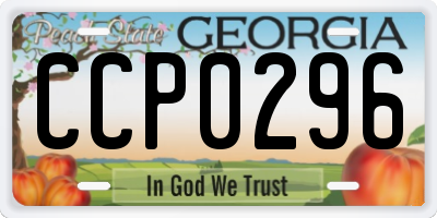 GA license plate CCP0296