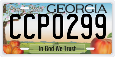 GA license plate CCP0299