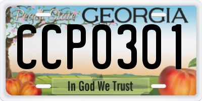 GA license plate CCP0301