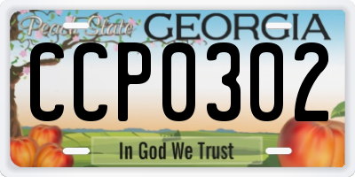 GA license plate CCP0302