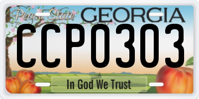 GA license plate CCP0303