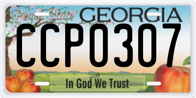 GA license plate CCP0307