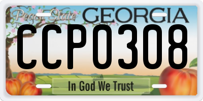 GA license plate CCP0308
