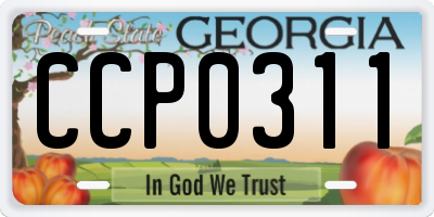 GA license plate CCP0311