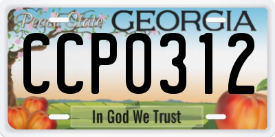 GA license plate CCP0312