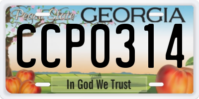 GA license plate CCP0314
