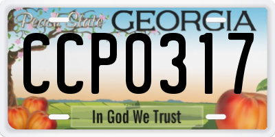 GA license plate CCP0317