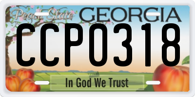 GA license plate CCP0318