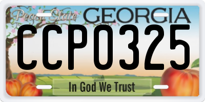 GA license plate CCP0325