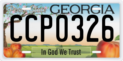 GA license plate CCP0326