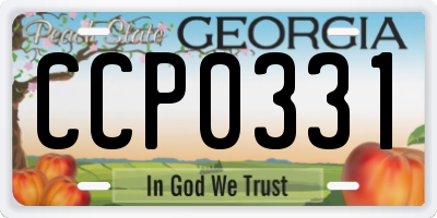 GA license plate CCP0331