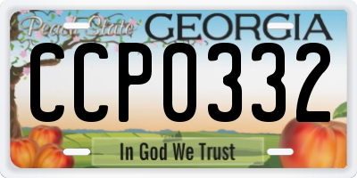 GA license plate CCP0332