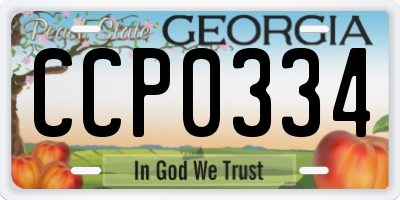 GA license plate CCP0334