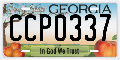 GA license plate CCP0337