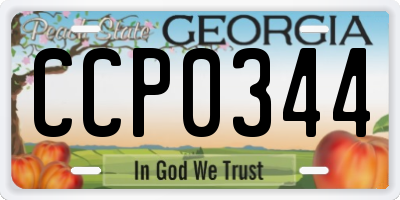 GA license plate CCP0344