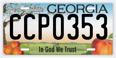 GA license plate CCP0353