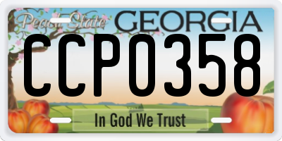 GA license plate CCP0358