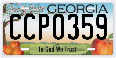 GA license plate CCP0359