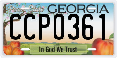 GA license plate CCP0361