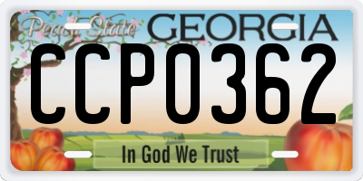 GA license plate CCP0362