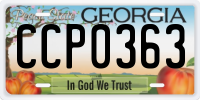 GA license plate CCP0363