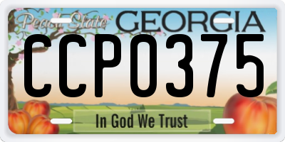 GA license plate CCP0375