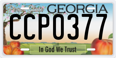 GA license plate CCP0377