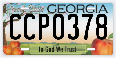 GA license plate CCP0378