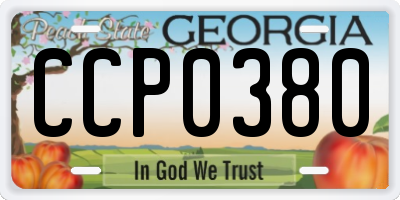 GA license plate CCP0380