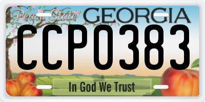 GA license plate CCP0383