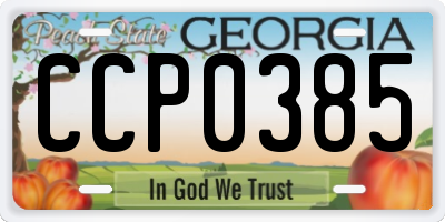 GA license plate CCP0385