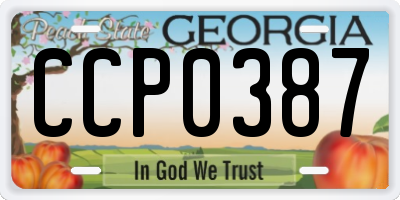 GA license plate CCP0387