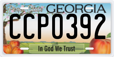 GA license plate CCP0392