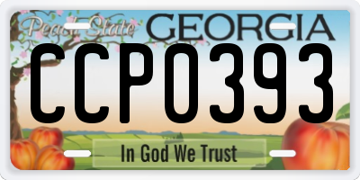 GA license plate CCP0393