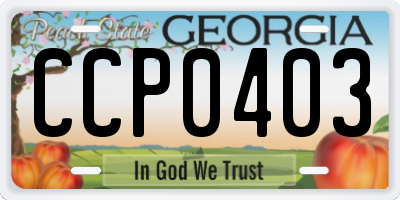 GA license plate CCP0403