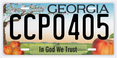 GA license plate CCP0405