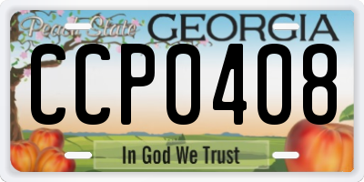 GA license plate CCP0408