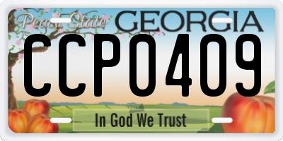 GA license plate CCP0409