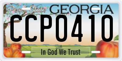 GA license plate CCP0410