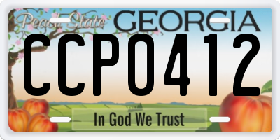 GA license plate CCP0412