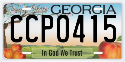 GA license plate CCP0415