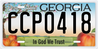 GA license plate CCP0418