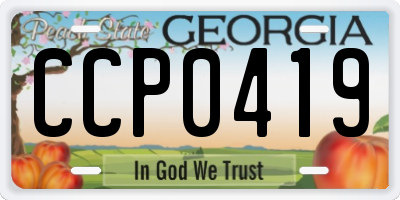 GA license plate CCP0419