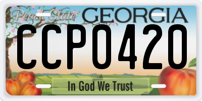 GA license plate CCP0420