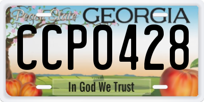 GA license plate CCP0428