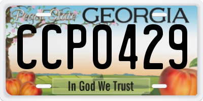 GA license plate CCP0429