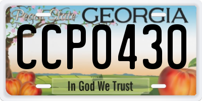 GA license plate CCP0430