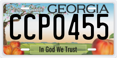 GA license plate CCP0455