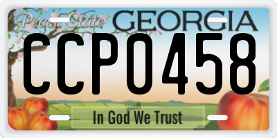 GA license plate CCP0458