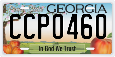 GA license plate CCP0460
